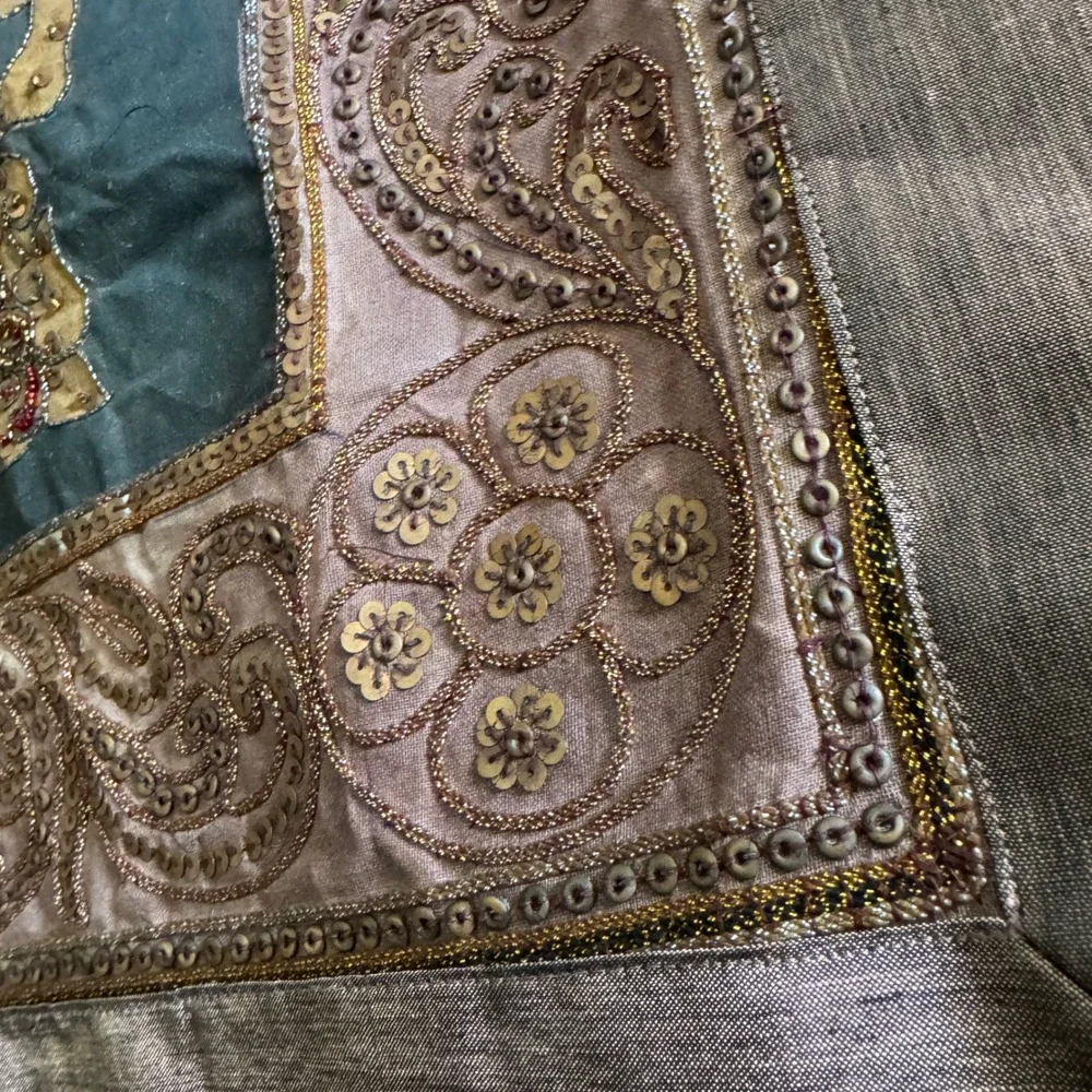 Vintage Burmese Kalaga Tapestry Large Gold Embroidered Elephant Wall Hanging Art